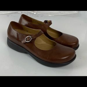 NWOB DANSKO Chocolate Burnished Calf Leather FAWNA Mary Jane Clogs 39 Us 8.5-9